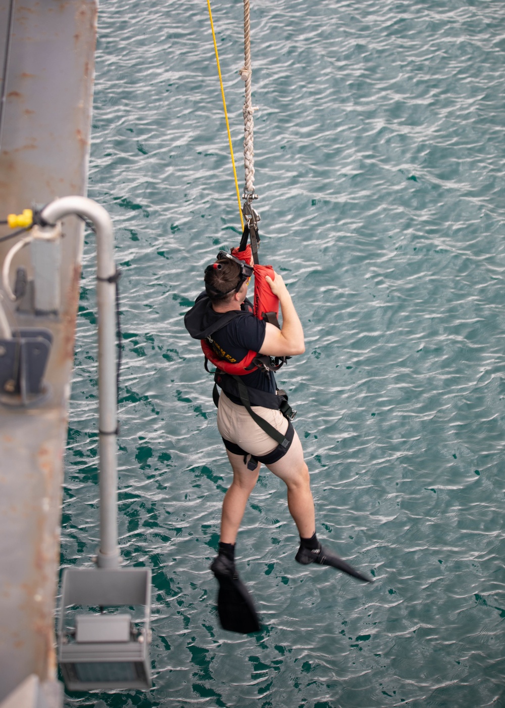 USS Sioux City Sailor Participates in a Man Overboard Drill