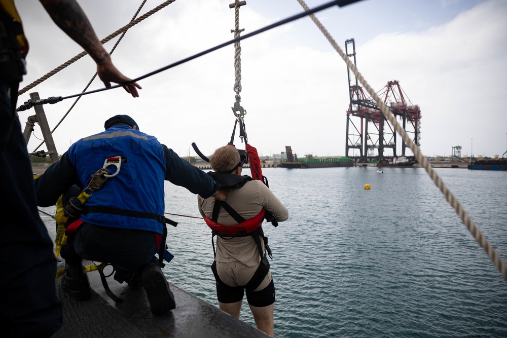 USS Sioux City Sailors Participate in a Man Overboard Drill
