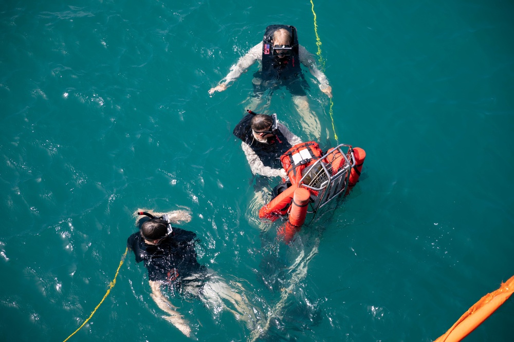 USS Sioux City Sailors Participate in a Man Overboard Drill