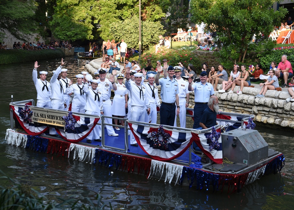 America's Navy, Coast Guard participate in Cavaliers River Parade during Fiesta San Antonio