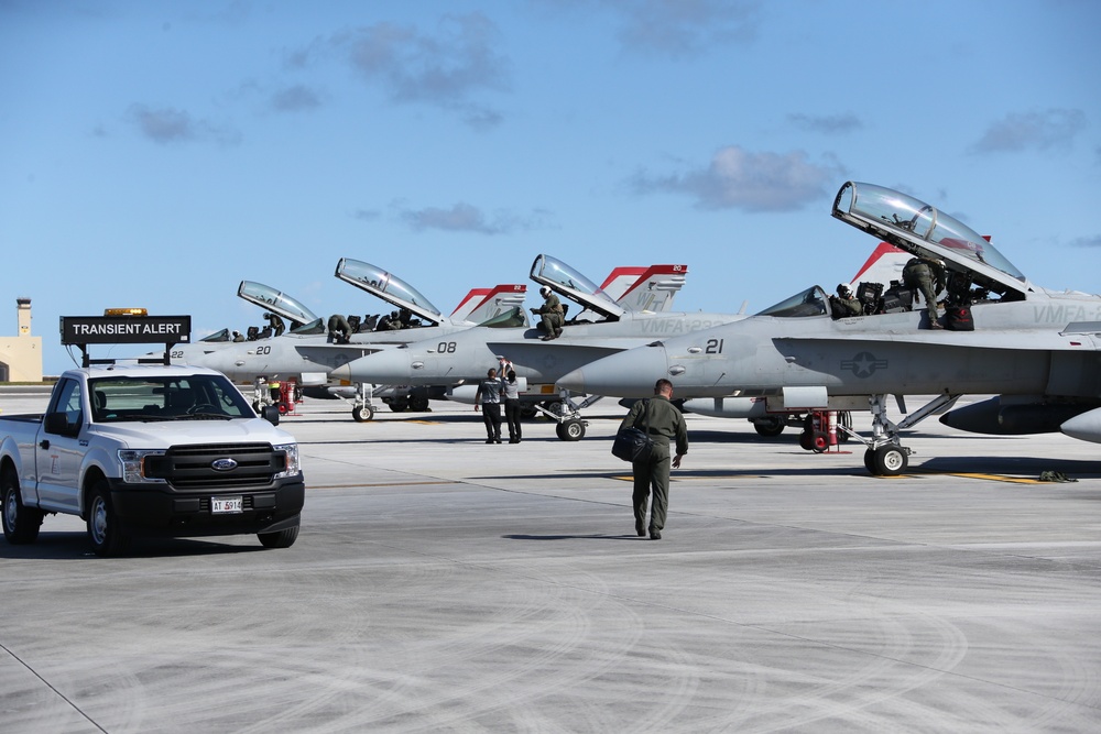 Marine Fighter Attack Squadron 232 arrives on Andersen Air Force Base