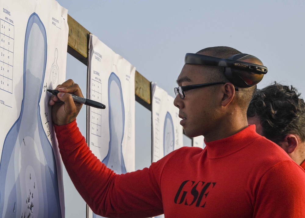 USS Hershel "Woody" Williams pistol training
