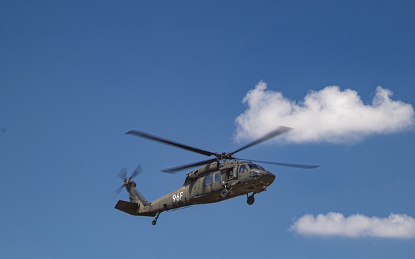 The U.S. Army Aeromedical Research Laboratory conducted airworthiness and aeromedical certification testing for the Medical Hands-free Unified Broadcast (MEDHUB)