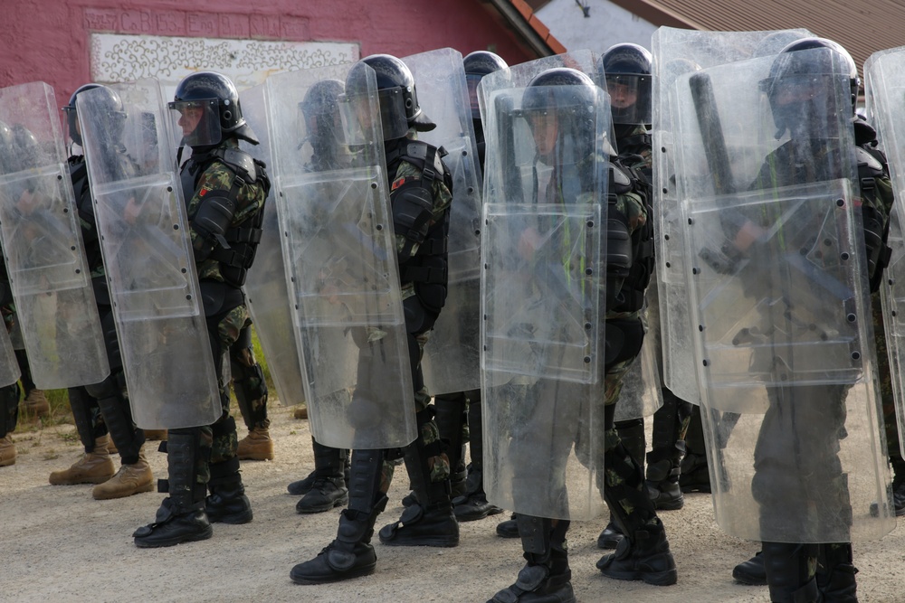 Albanian Soldiers Conduct Crowd Riot Control Training