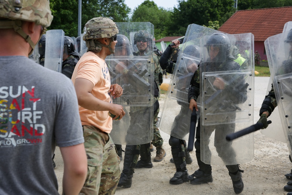 Albanian Soldiers Conduct Crowd Riot Control Training