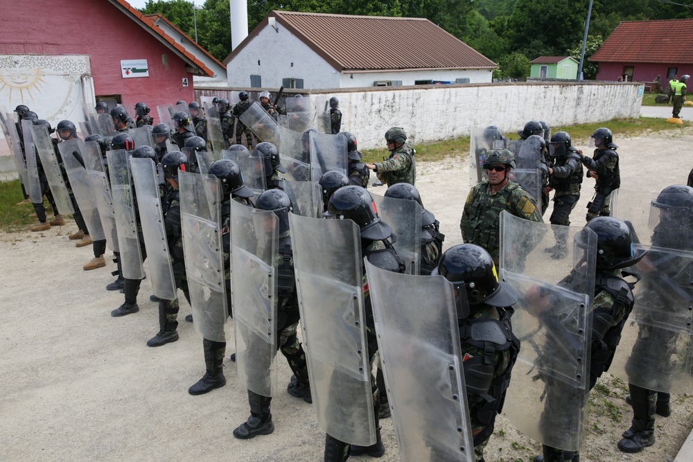 Albanian Soldiers Conduct Crowd Riot Control Training