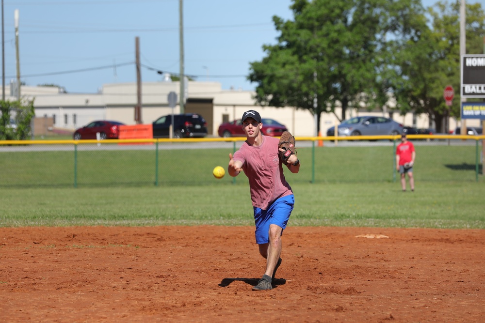 101st Airborne Division (Air Assault) Soldier throws a pitch.