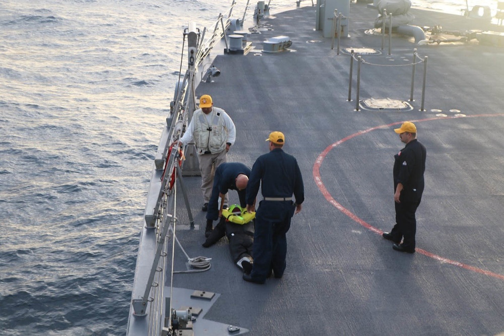 USS Wichita Sailors Conduct a Man Overboard Drill