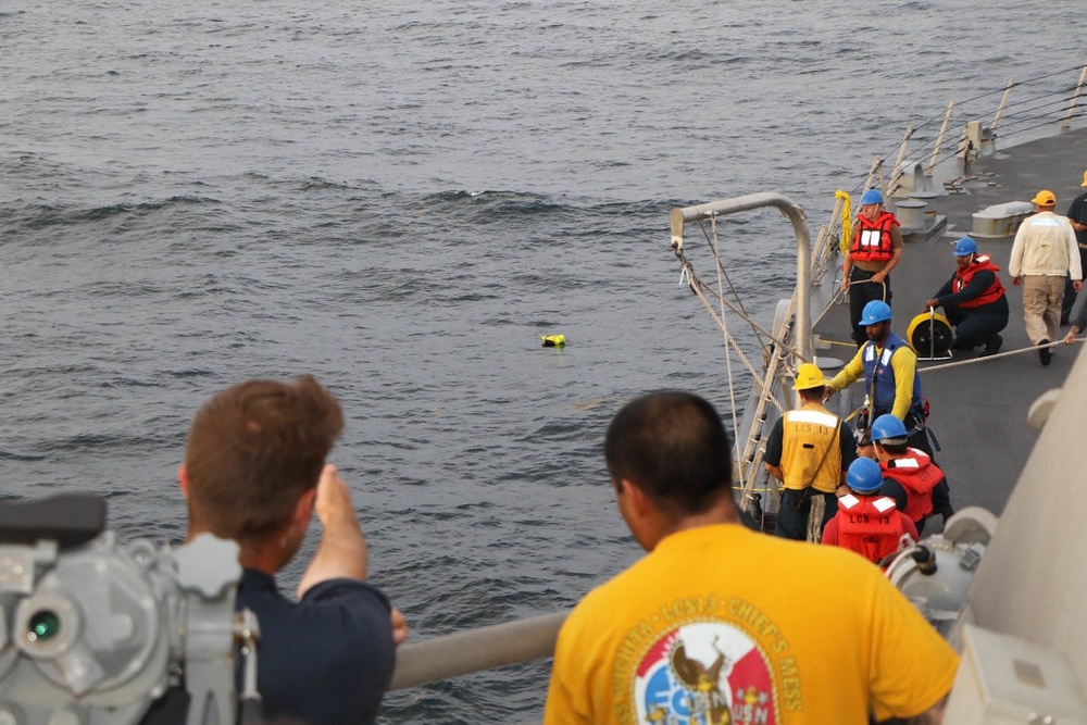 USS Wichita Sailors Conduct a Man Overboard Drill