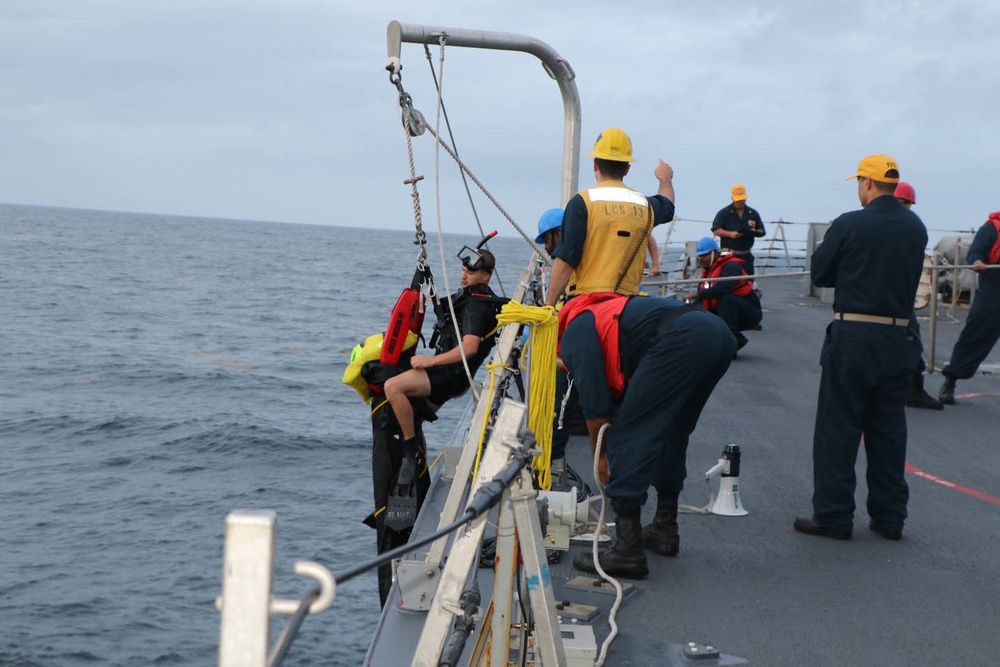 USS Wichita Sailors Conduct a Man Overboard Drill