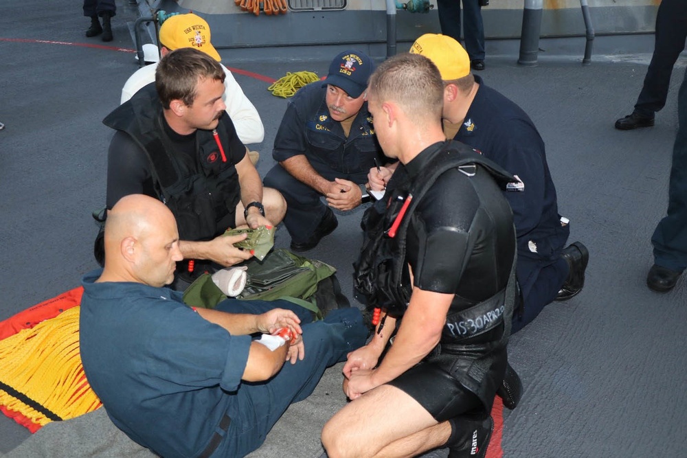 USS Wichita Sailors Conduct a Man Overboard Drill