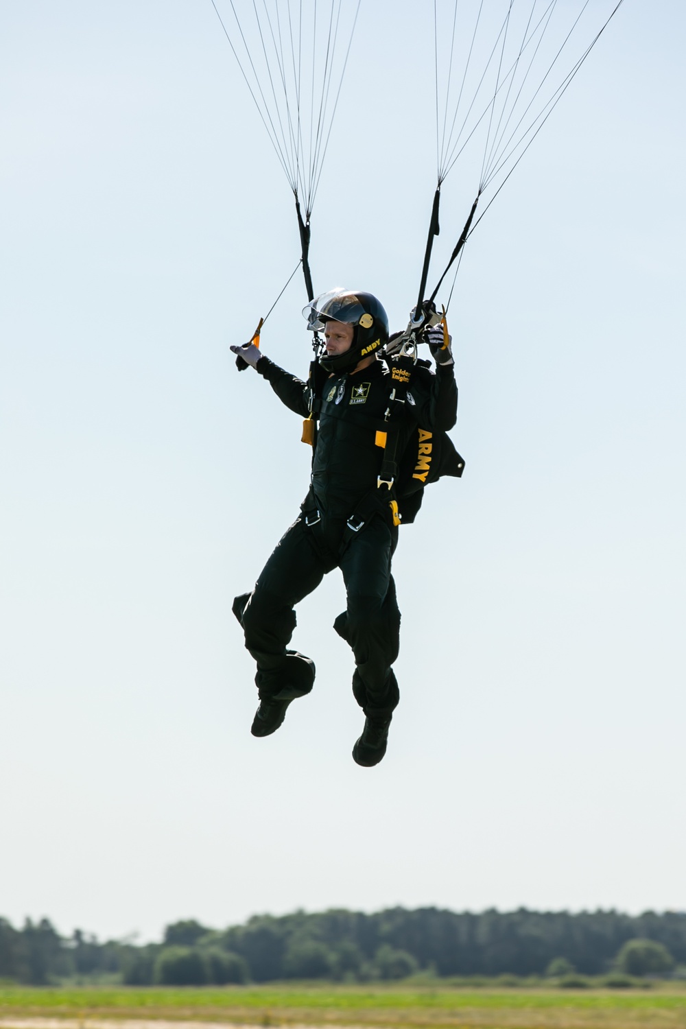 Parachutist on Army Golden Knights makes jump