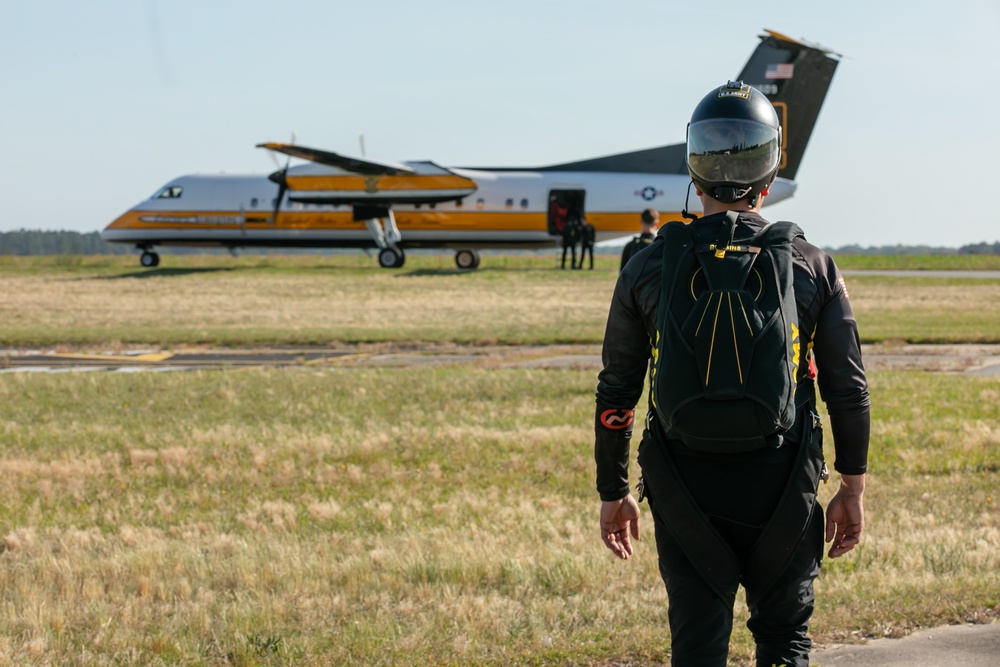 Army Golden Knights Parachutist prepares for jump