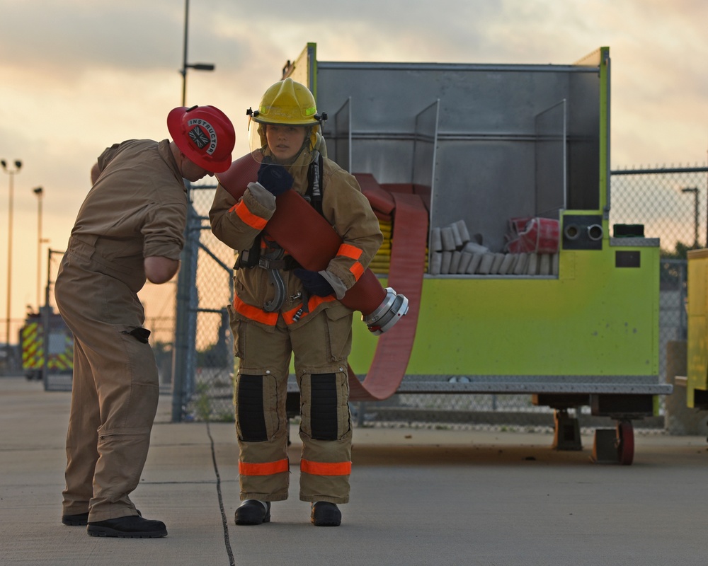 Fire academy students train strength, endurance with hose pulls