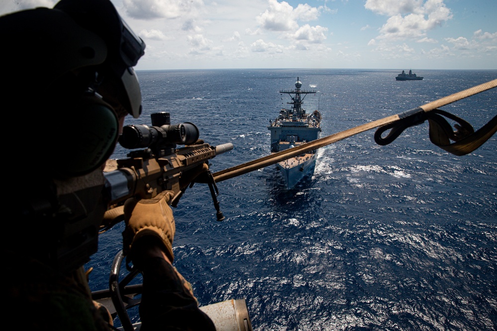 U.S. Marines conduct a Maritime Interdiction Operation training exercise aboard USS Germantown