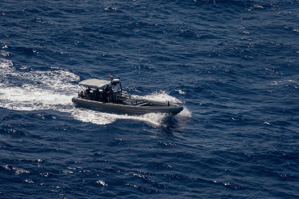 U.S. Marines conduct a Maritime Interdiction Operation training exercise aboard USS Germantown