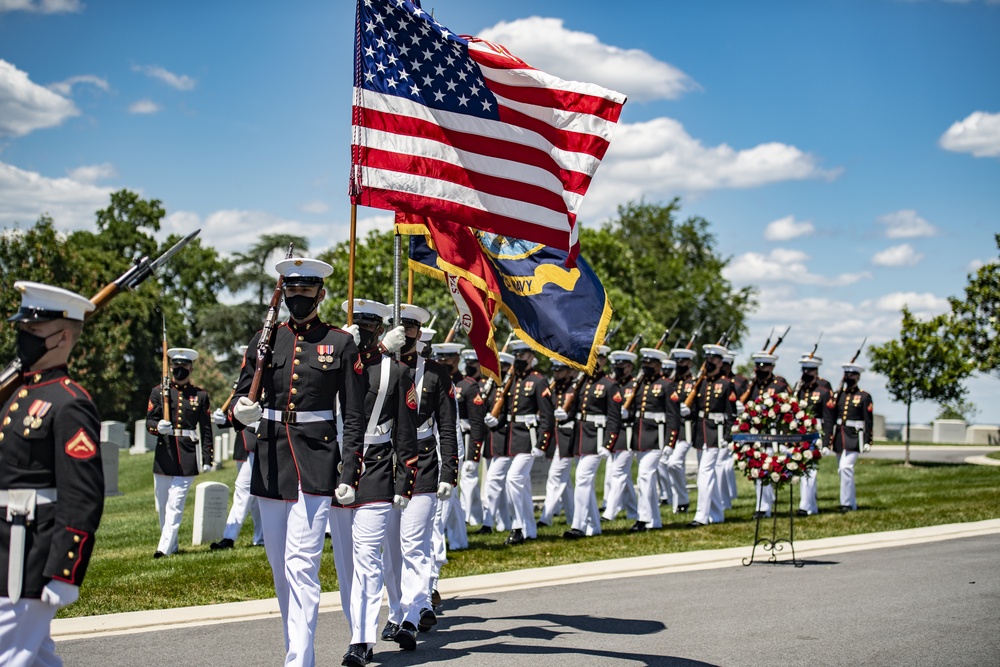 Military Funeral Honors are Conducted for U.S. Marine Corps 1st Lt. John Warner in Section 4