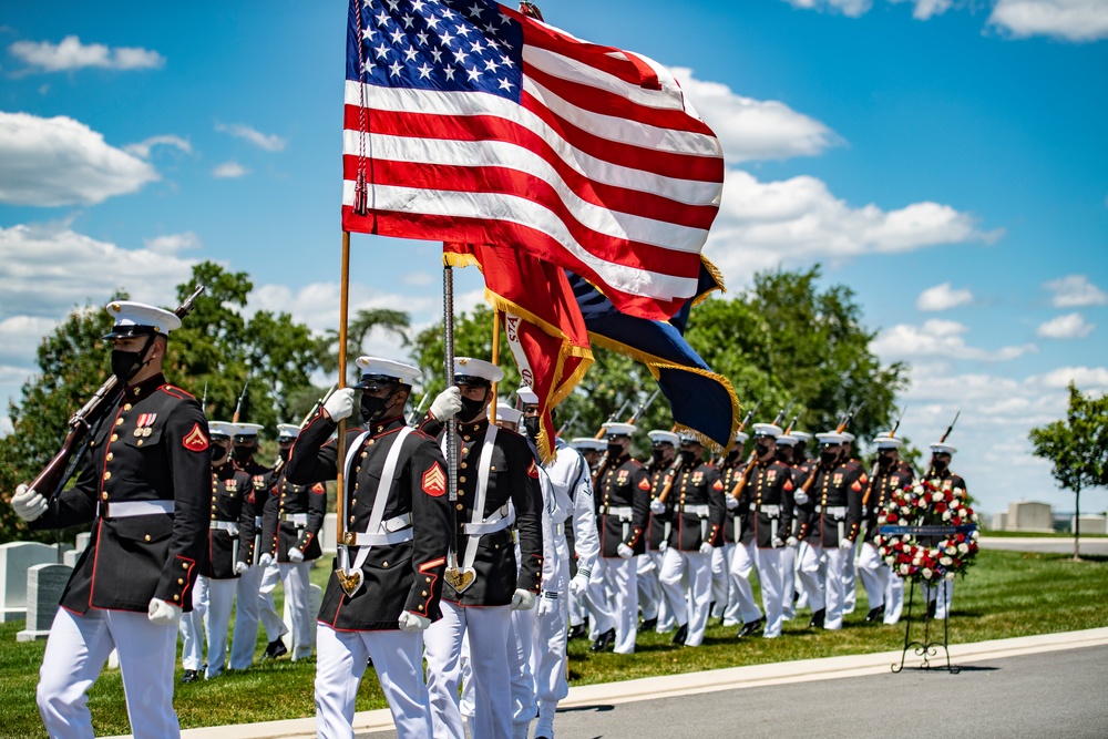 Military Funeral Honors are Conducted for U.S. Marine Corps 1st Lt. John Warner in Section 4