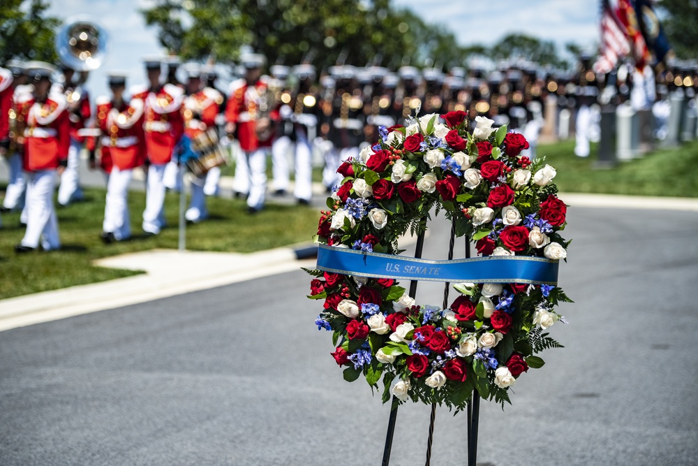 Military Funeral Honors are Conducted for U.S. Marine Corps 1st Lt. John Warner in Section 4