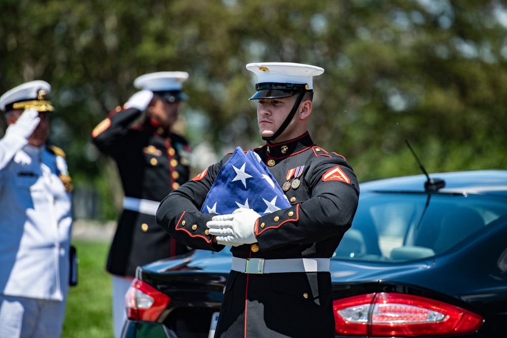 Military Funeral Honors are Conducted for U.S. Marine Corps 1st Lt. John Warner in Section 4