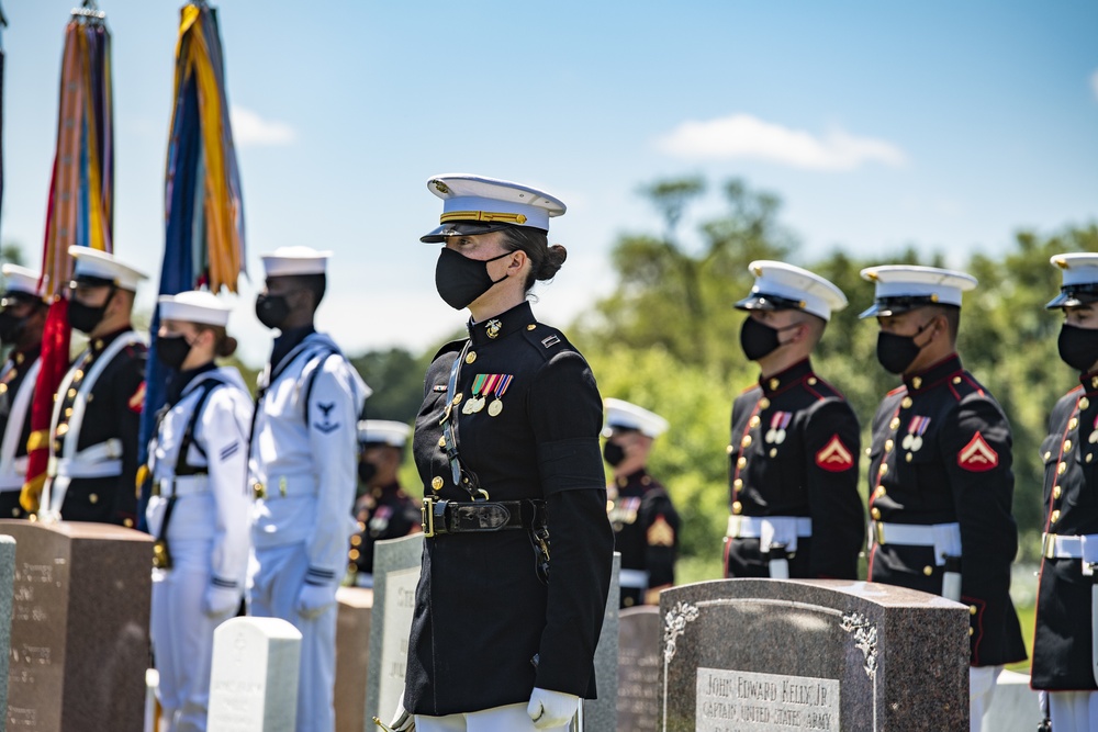 Military Funeral Honors are Conducted for U.S. Marine Corps 1st Lt. John Warner in Section 4