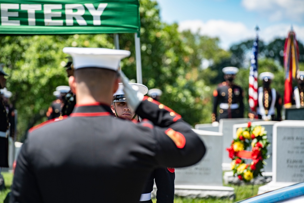 Military Funeral Honors are Conducted for U.S. Marine Corps 1st Lt. John Warner in Section 4