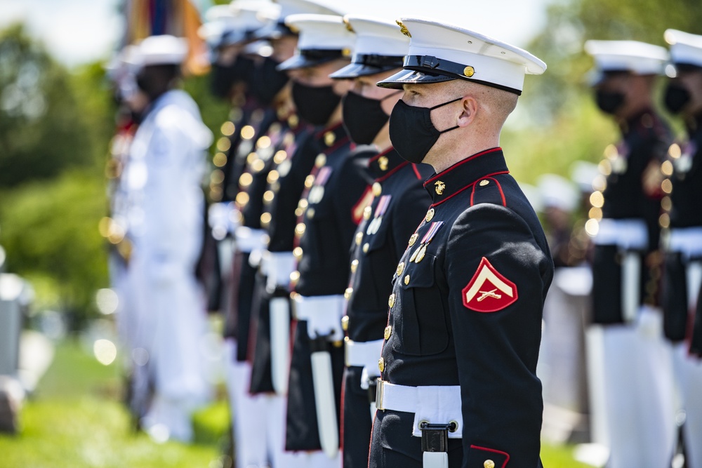 Military Funeral Honors are Conducted for U.S. Marine Corps 1st Lt. John Warner in Section 4