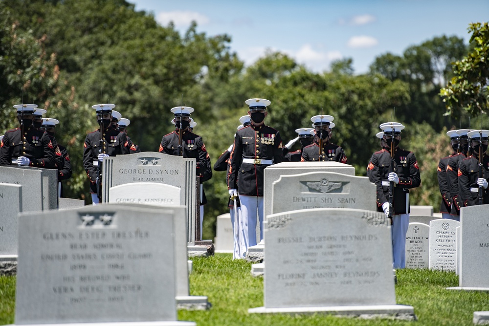 Military Funeral Honors are Conducted for U.S. Marine Corps 1st Lt. John Warner in Section 4