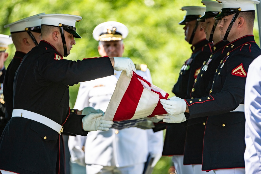 Military Funeral Honors are Conducted for U.S. Marine Corps 1st Lt. John Warner in Section 4