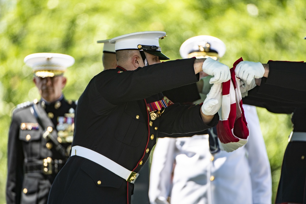 Military Funeral Honors are Conducted for U.S. Marine Corps 1st Lt. John Warner in Section 4