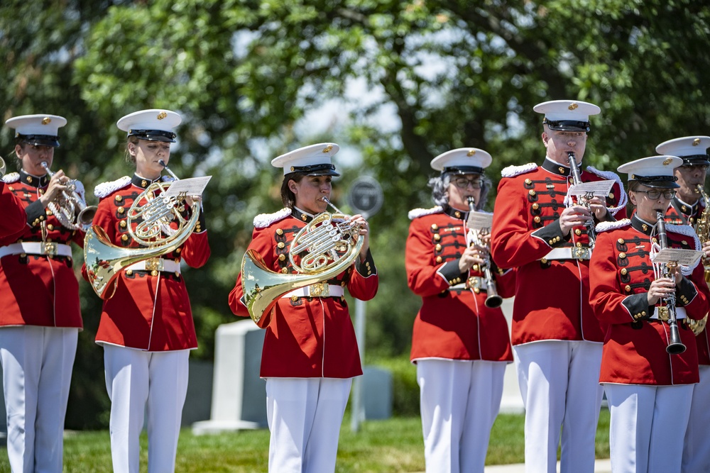 Military Funeral Honors are Conducted for U.S. Marine Corps 1st Lt. John Warner in Section 4