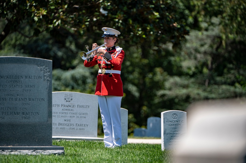 Military Funeral Honors are Conducted for U.S. Marine Corps 1st Lt. John Warner in Section 4