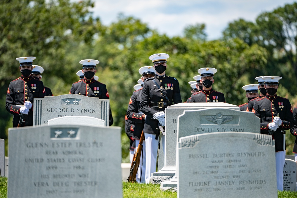 Military Funeral Honors are Conducted for U.S. Marine Corps 1st Lt. John Warner in Section 4