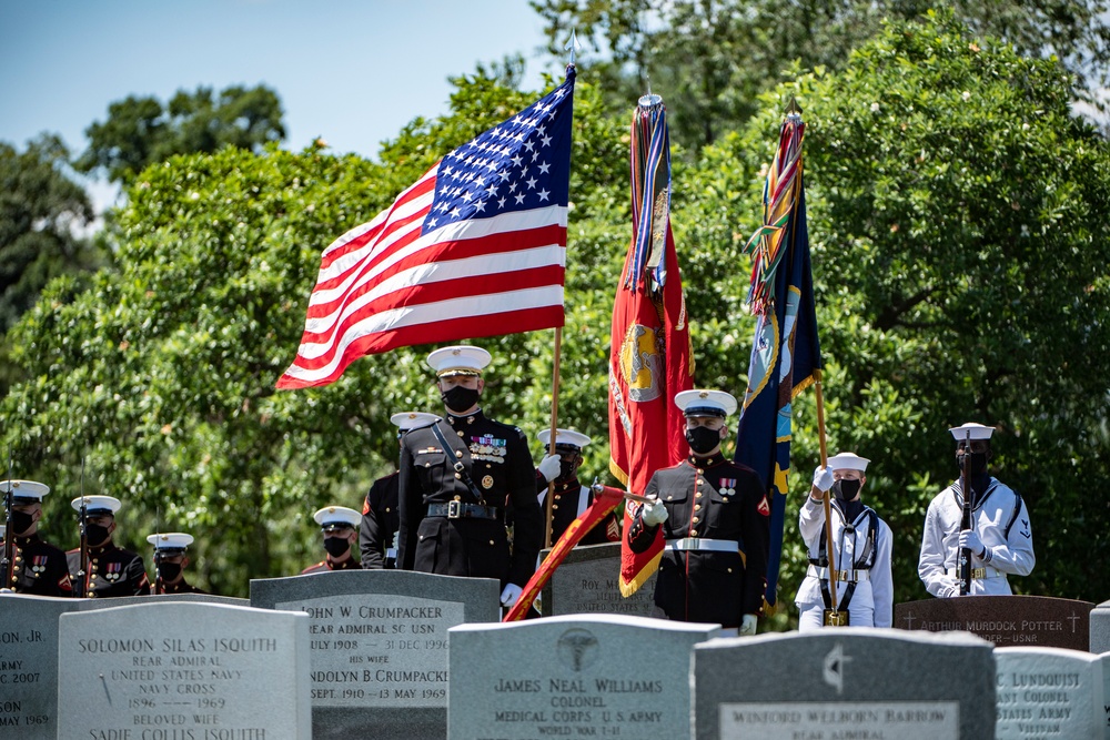 Military Funeral Honors are Conducted for U.S. Marine Corps 1st Lt. John Warner in Section 4