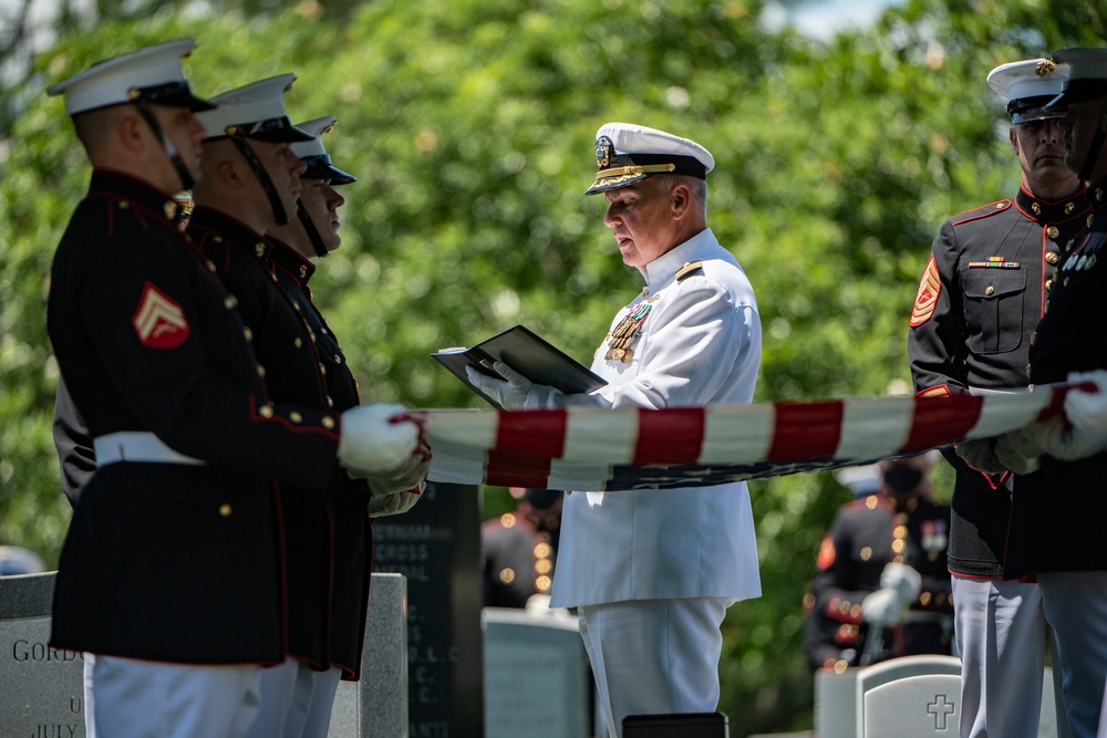 Military Funeral Honors are Conducted for U.S. Marine Corps 1st Lt. John Warner in Section 4