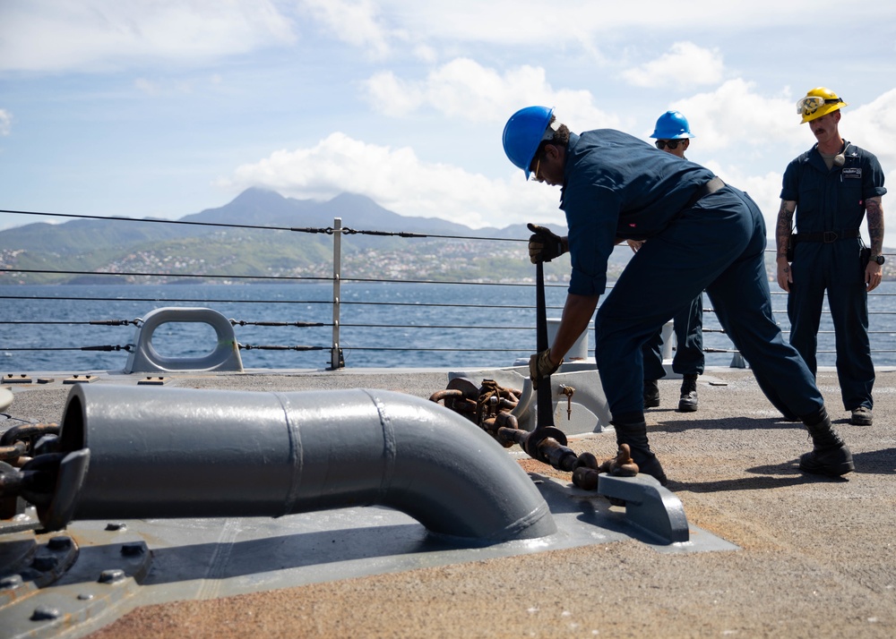 USS Sioux City Sailor Participates in Sea and Anchor Detail