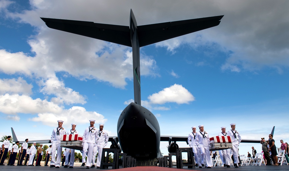 USS Oklahoma honorable carry ceremony