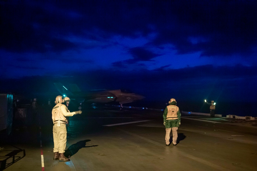 USS America (LHA 6) Conducts Night Flight Operations