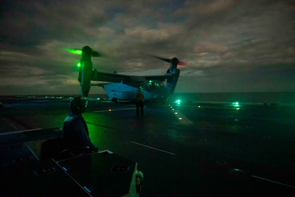 USS America (LHA 6) Conducts Night Flight Operations