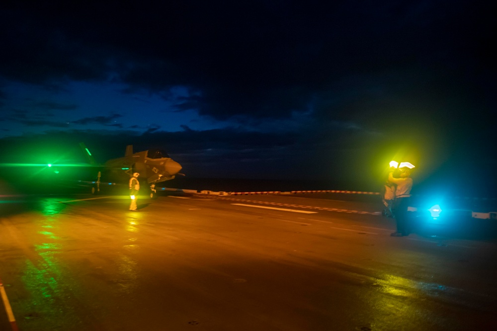 USS America (LHA 6) Conducts Night Flight Operations