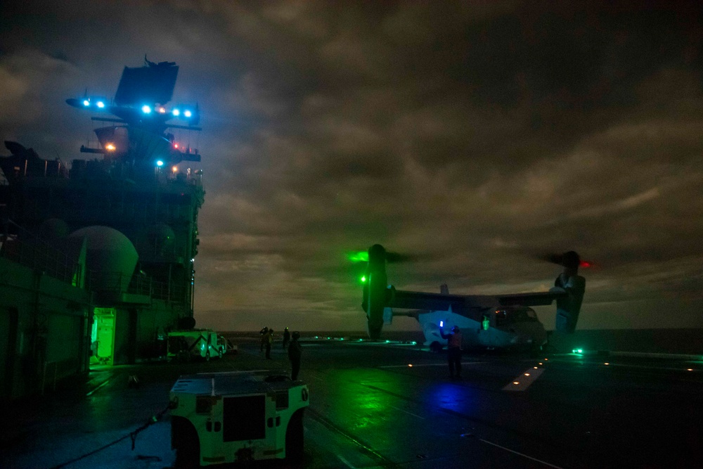 USS America (LHA 6) Conducts Night Flight Operations