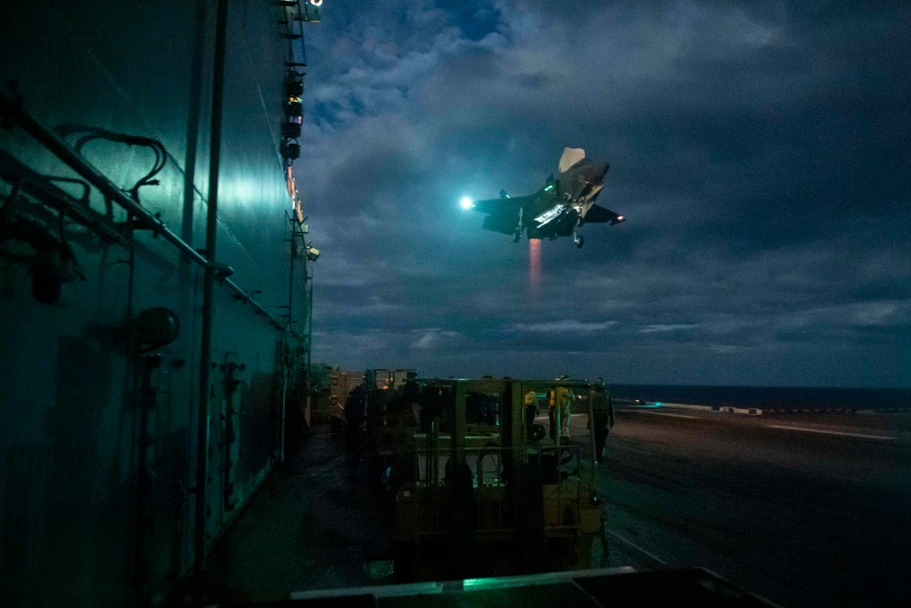 USS America (LHA 6) Conducts Night Flight Operations