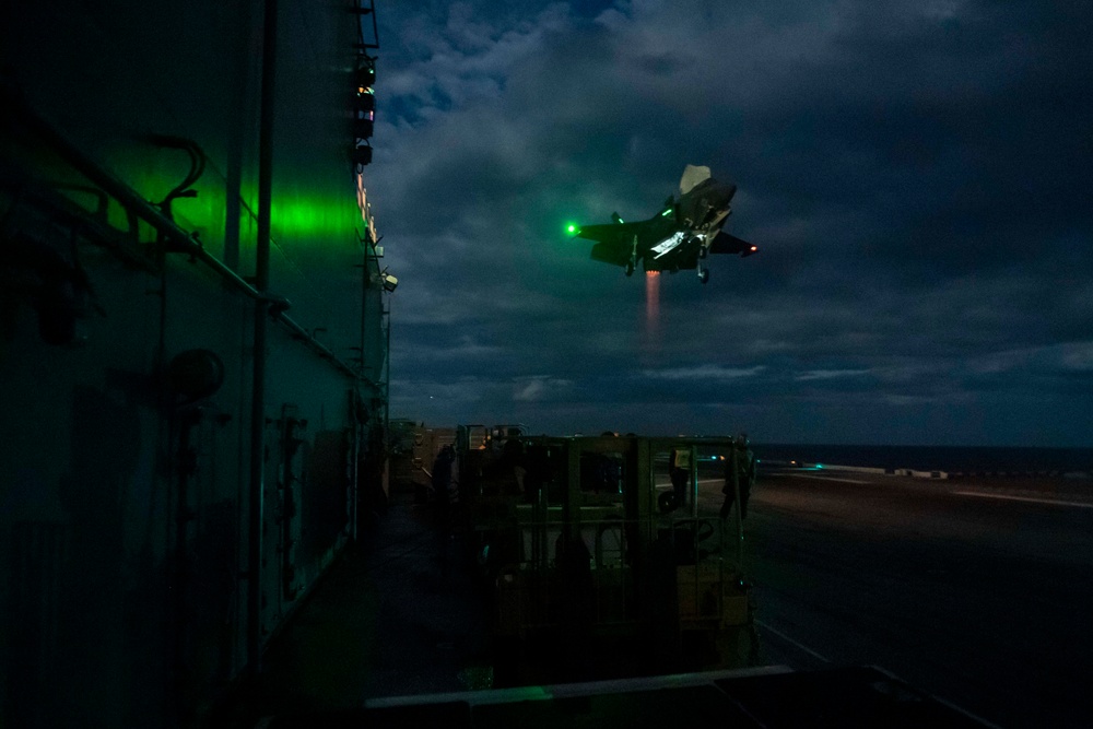 USS America (LHA 6) Conducts Night Flight Operations