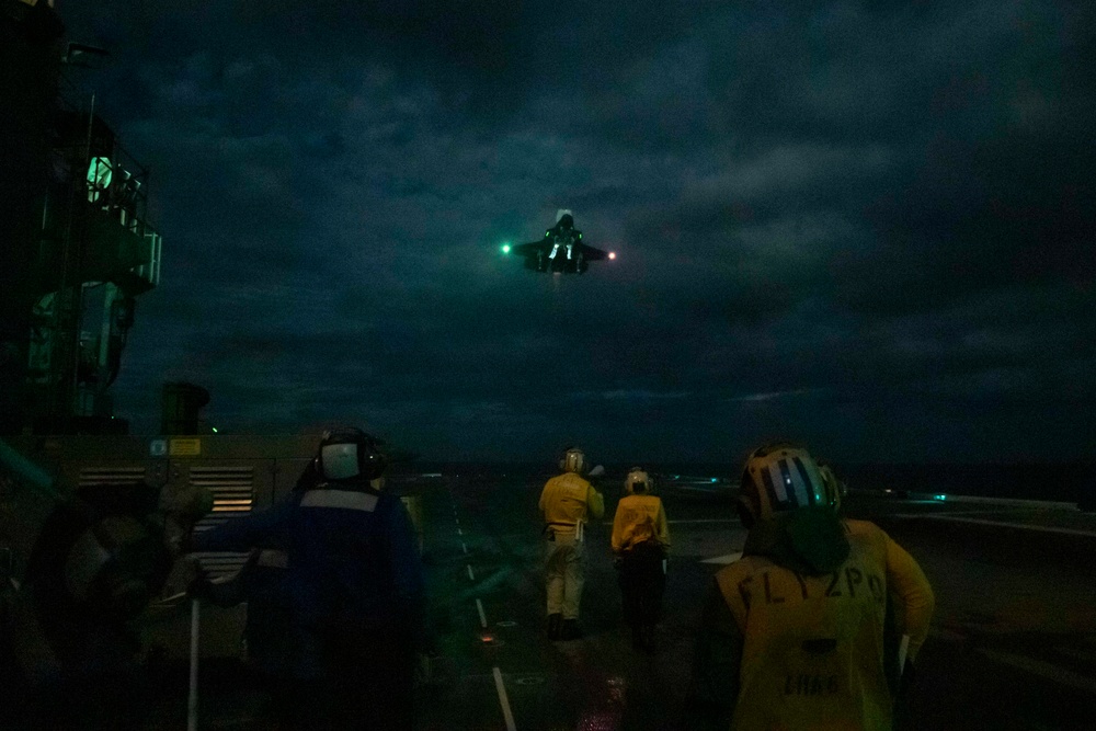 USS America (LHA 6) Conducts Night Flight Operations