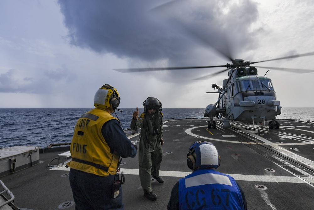 Indian Naval Air Arm and USS Shiloh CG 67 CTF 70 Underway June 24, 2021