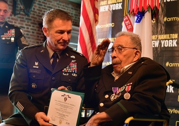 U.S. ARMY AWARDS PURPLE HEART TO 99-YEAR-OLD WORLD WAR II VETERAN AT FORT HAMILTON