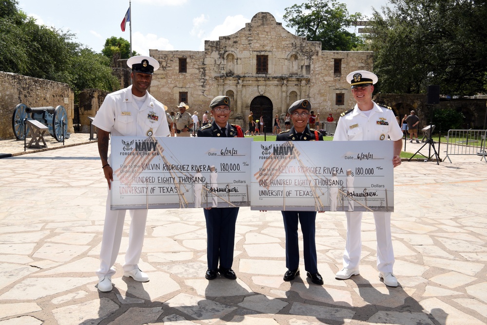 Twin Brothers awarded NROTC Scholarships at Navy Day at the Alamo