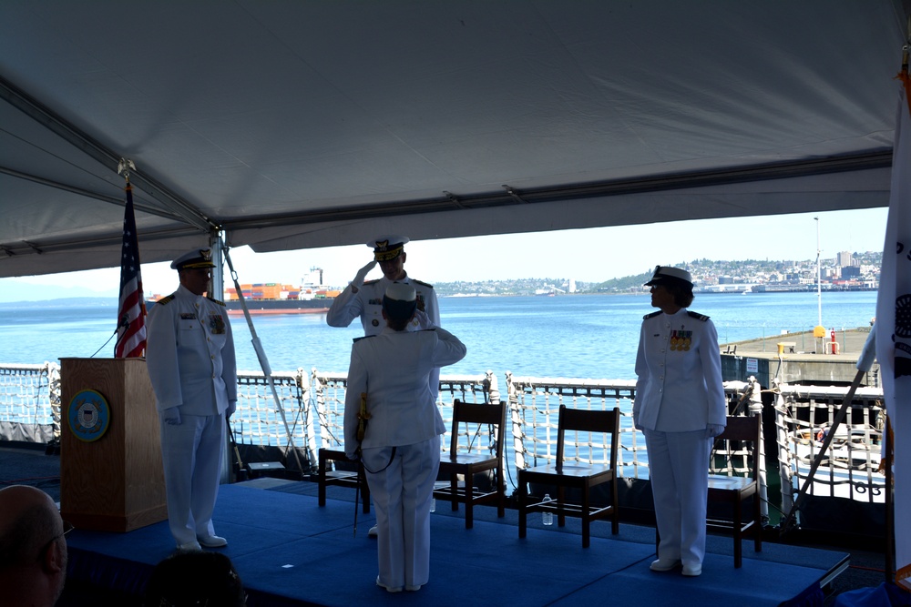 Coast Guard Cutter Healy hosts a change of command ceremony