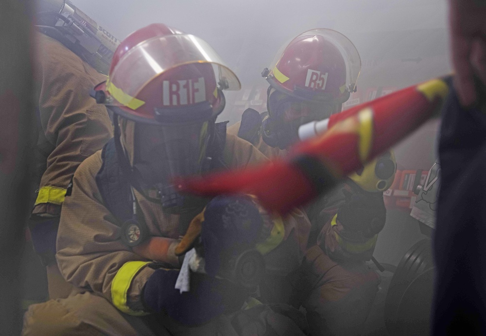 USS Blue Ridge Conducts Integrated Fire Drill with CFAY Fire and Emergency Services