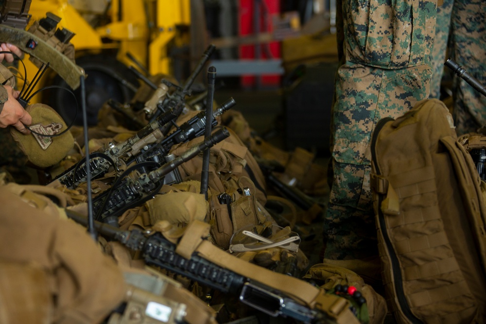 U.S. Marines with Force Reconnaissance Platoon, 31st Marine Expeditionary Unit (MEU), conduct a Maritime Interdiction Operation (MIO) training exercise.